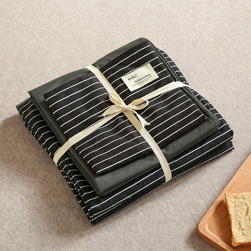 Black Bedding Set | 4-Piece Cotton | 1.5m/1.8m Bed | Duvet Cover 200x230cm | Cozy and Durable