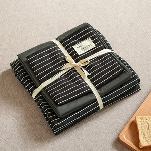 Black Bedding Set | 4-Piece Cotton | 1.5m/1.8m Bed | Duvet Cover 200x230cm | Cozy and Durable