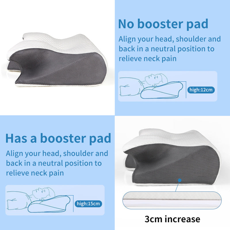 Ergonomic Memory Foam Pillow | Height-Enhancing | Orthopedic Contour | Neck & Shoulder Support | 61x43x16cm