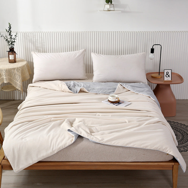 Beige Cotton Summer Quilt | Breathable | Lightweight Cooling Blanket for Hot Nights