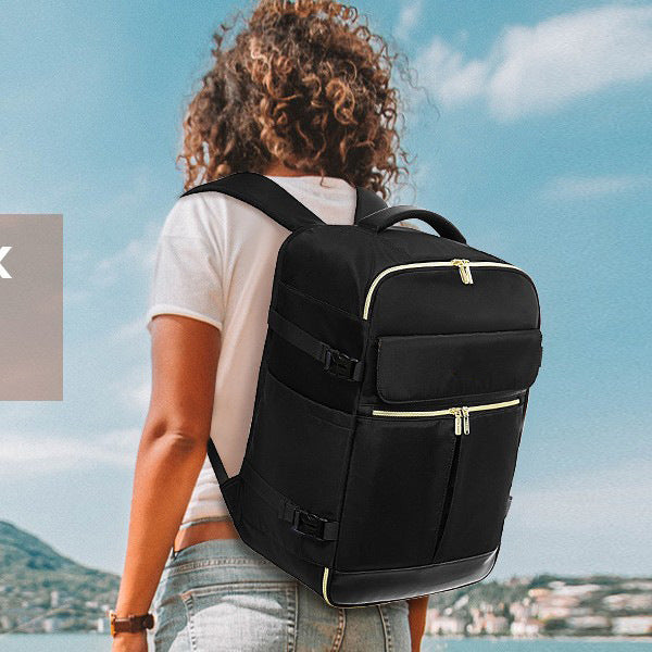 Travel Backpack | Black | 40L | Large Capacity | Business & Travel | Expandable Design | Oxford Fabric