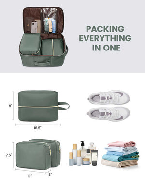 Large Travel Backpack | Bean Green | 40L Capacity | Business & Travel | Expandable Compartments | Durable Fabric