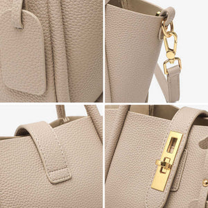 Genuine Leather Handbag | Beige | Stylish Bucket Bag | Top Handle | Crossbody Strap | Women’s Fashion