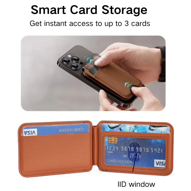 Black MagSafe Magnetic Wallet with Stand | PU Leather Card Holder for iPhone | Ultra-Slim Design