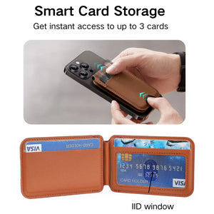 Black MagSafe Magnetic Wallet with Stand | PU Leather Card Holder for iPhone | Ultra-Slim Design