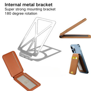 Black MagSafe Magnetic Wallet with Stand | PU Leather Card Holder for iPhone | Ultra-Slim Design