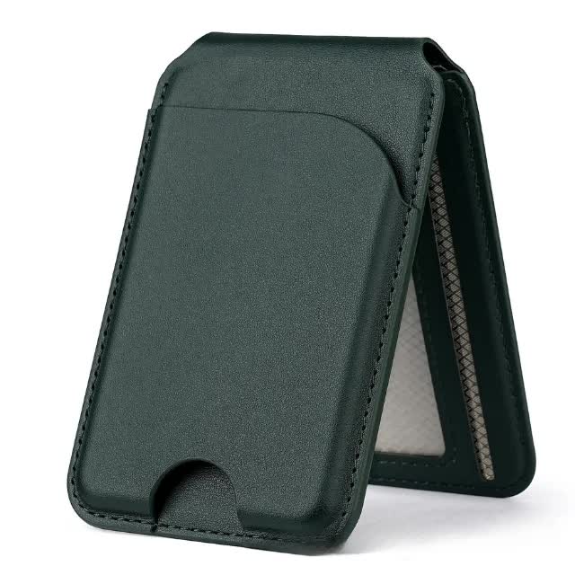 Dark Green MagSafe Magnetic Wallet with Stand | PU Leather Card Holder for iPhone | Secure Fit