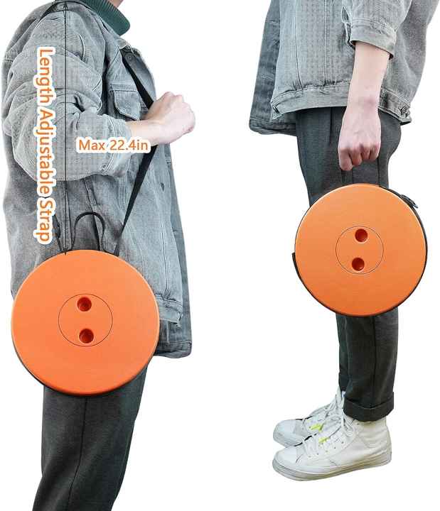 Portable Outdoor Telescopic Folding Stool | Orange | 100 Buckles | Lightweight & Compact for Fishing, Camping, Travel