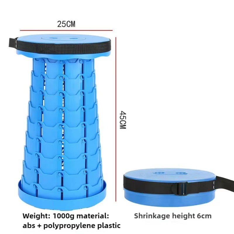 Portable Outdoor Telescopic Folding Stool | Blue | 100 Buckles | Lightweight & Compact for Fishing, Camping, Travel