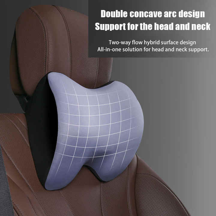 Black Memory Foam Car Seat Neck & Lumbar Support Set | Ergonomic Cushion | Office, Home & Driving