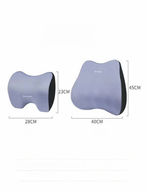 Black Memory Foam Car Seat Neck & Lumbar Support Set | Ergonomic Cushion | Office, Home & Driving