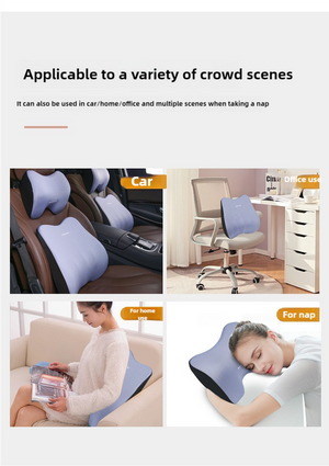 Black Memory Foam Car Seat Neck & Lumbar Support Set | Ergonomic Cushion | Office, Home & Driving
