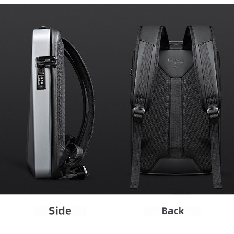 Silver Premium Hard Shell Business Backpack | TSA Lock & USB Charging Port | Waterproof Laptop Bag for Men