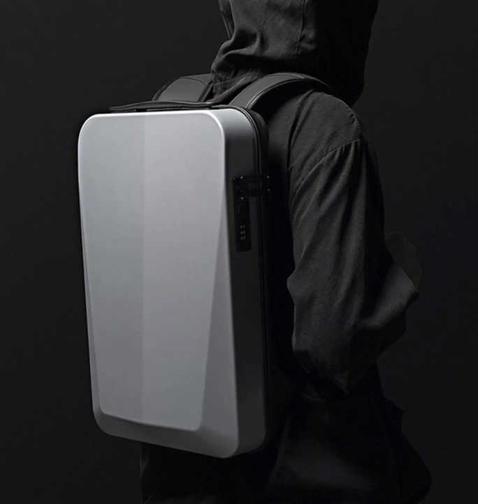 Silver Premium Hard Shell Business Backpack | TSA Lock & USB Charging Port | Waterproof Laptop Bag for Men