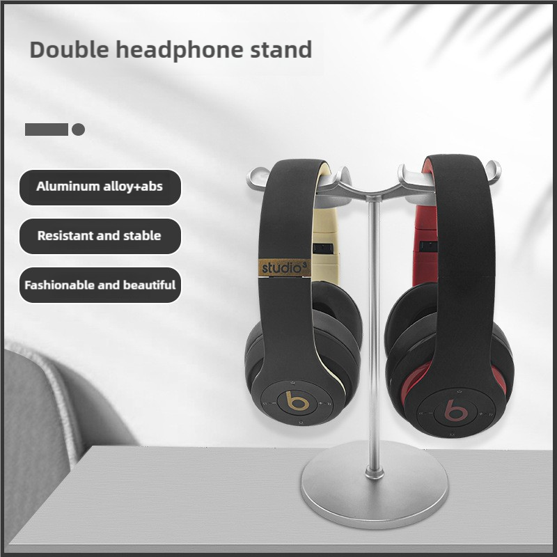 Silver | Dual Headphone Stand | Creative Double Hook | Aluminum Alloy Display Holder