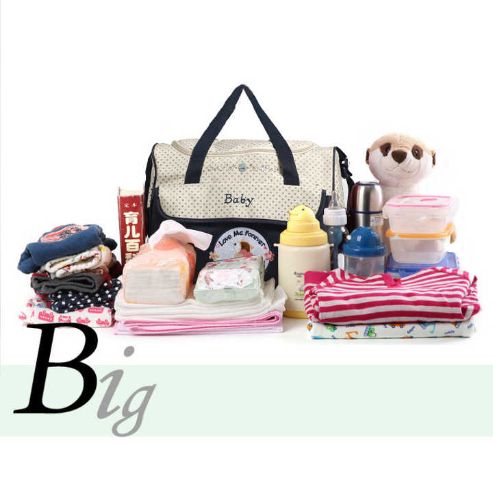 Mommy Bag Set | 5-Piece | Dark Blue | Large Capacity | Baby Travel Bag | Tote and Shoulder Options