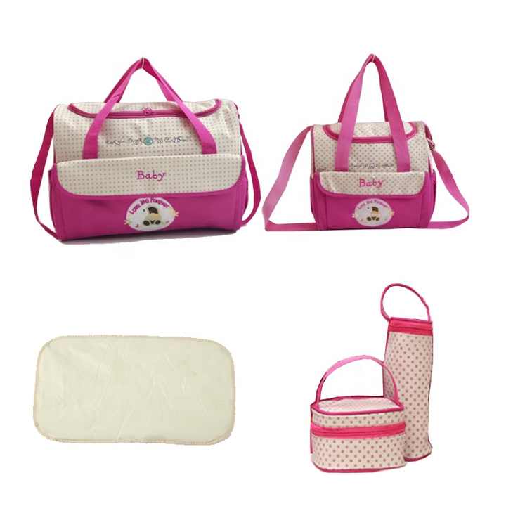 Mommy Bag Set | 5-Piece | Dark Blue | Large Capacity | Baby Travel Bag | Tote and Shoulder Options