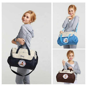 Mommy Bag Set | 5-Piece | Dark Blue | Large Capacity | Baby Travel Bag | Tote and Shoulder Options