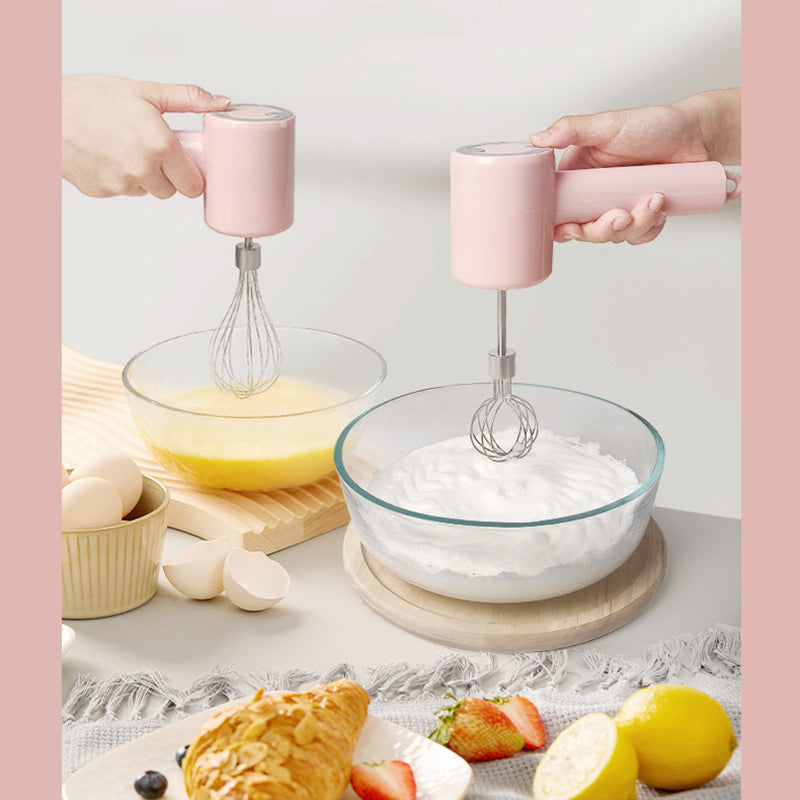 Electric Egg Beater | Pink | 3-Speed Adjustment | Dual Whisks | Type-C Charging | Portable Kitchen Mixer