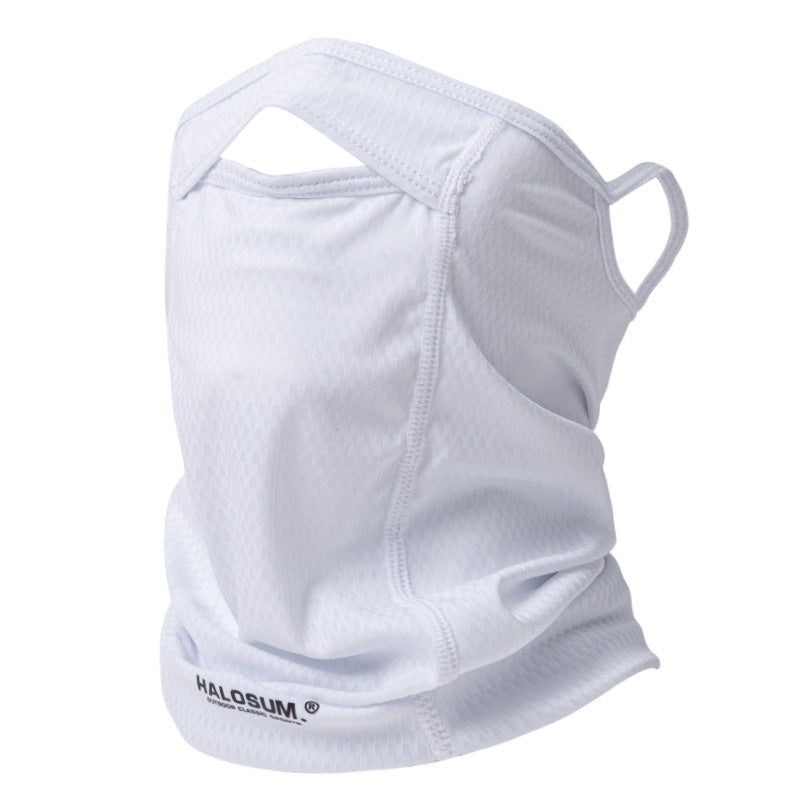 2 Pcs | White | UV Protection Breathable Cycling Face Mask with Ear Hooks | Summer Ice Silk Neck Gaiter | for Men and Women