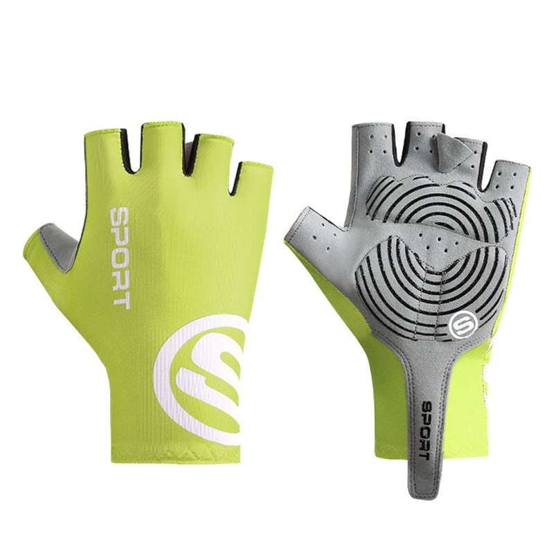 Size L Bright Green Breathable Half-Finger Cycling Gloves | Anti-Slip | Shockproof | Durable | for Men & Women