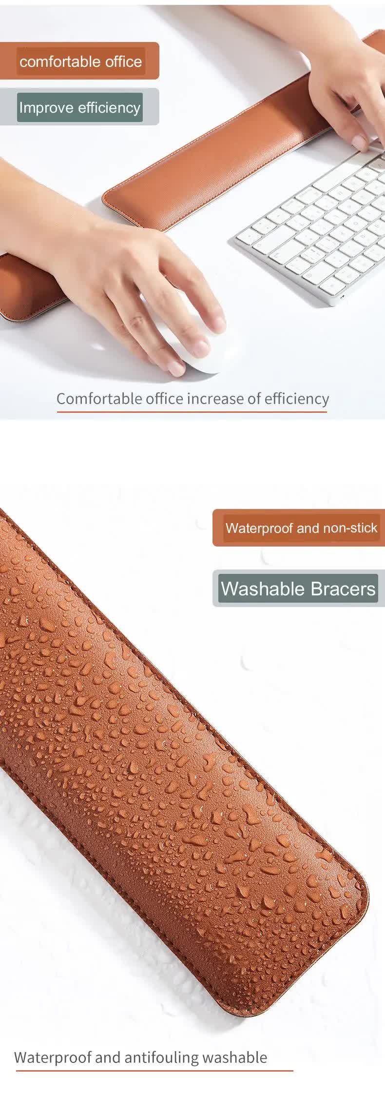 Blue & Yellow PU Leather Wrist Guard Set | Keyboard Wrist Rest & Mouse Pad | Ergonomic Support for Typing & Mouse Use