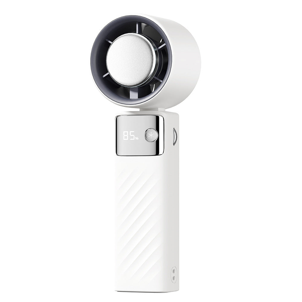 White Portable Turbo Handheld USB Rechargeable Fan | Digital Speed Display | High-Speed Cooling Fan for Outdoor Use