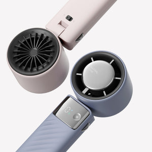White Portable Turbo Handheld USB Rechargeable Fan | Digital Speed Display | High-Speed Cooling Fan for Outdoor Use