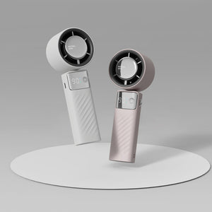 White Portable Turbo Handheld USB Rechargeable Fan | Digital Speed Display | High-Speed Cooling Fan for Outdoor Use