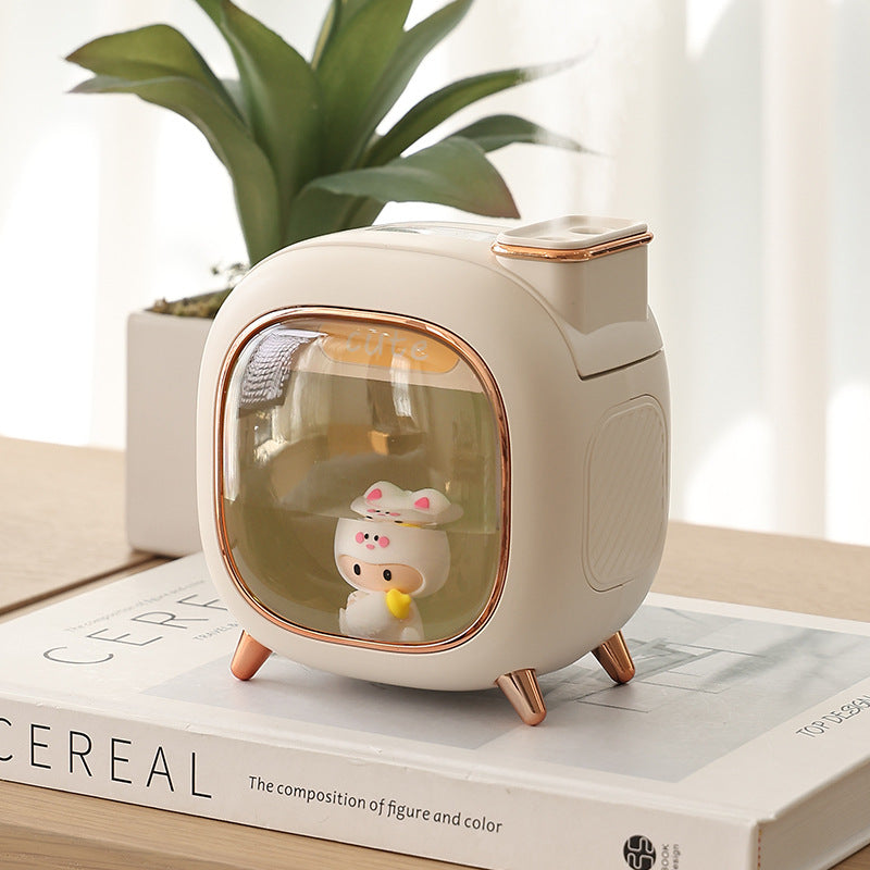 Off White USB Desktop Dual Mist Cute Humidifier | Essential Oil Diffuser | 500ml Capacity | Quiet Aromatherapy for Bedroom & Office