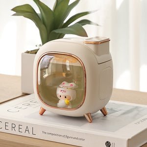 Off White USB Desktop Dual Mist Cute Humidifier | Essential Oil Diffuser | 500ml Capacity | Quiet Aromatherapy for Bedroom & Office