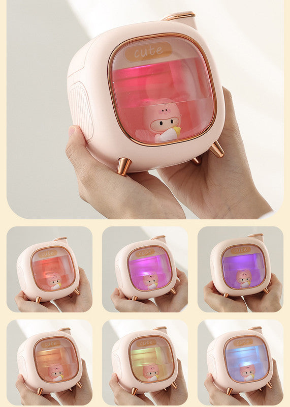 Off White USB Desktop Dual Mist Cute Humidifier | Essential Oil Diffuser | 500ml Capacity | Quiet Aromatherapy for Bedroom & Office