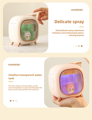 Off White USB Desktop Dual Mist Cute Humidifier | Essential Oil Diffuser | 500ml Capacity | Quiet Aromatherapy for Bedroom & Office