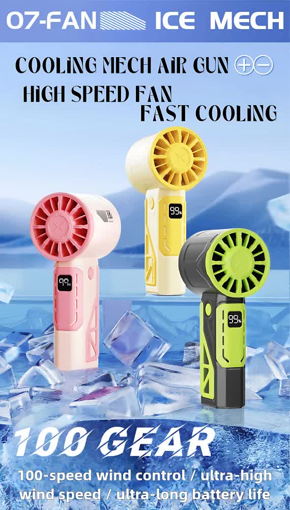 Pink 100-Speed Mecha Handheld Fan | USB Rechargeable High-Speed | Mini Fan | Powerful & Silent | Lightweight 150g | 6-8 Hour Battery Life
