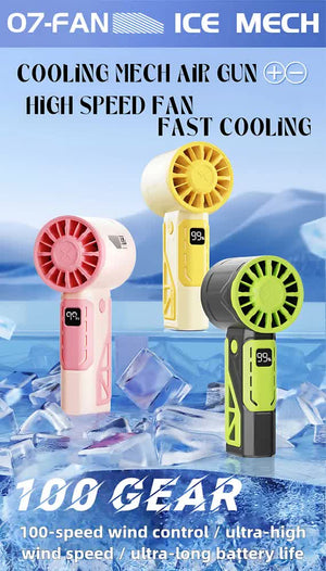 Pink 100-Speed Mecha Handheld Fan | USB Rechargeable High-Speed | Mini Fan | Powerful & Silent | Lightweight 150g | 6-8 Hour Battery Life