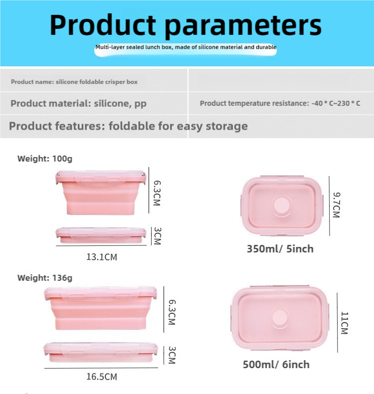 Pink Collapsible Silicone Bento Box Set | 4-Piece Food-Grade Microwave & Freezer Safe