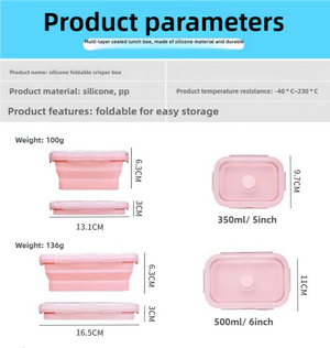 Pink Collapsible Silicone Bento Box Set | 4-Piece Food-Grade Microwave & Freezer Safe