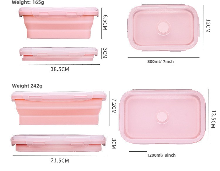 Pink Collapsible Silicone Bento Box Set | 4-Piece Food-Grade Microwave & Freezer Safe