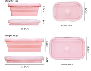 Pink Collapsible Silicone Bento Box Set | 4-Piece Food-Grade Microwave & Freezer Safe