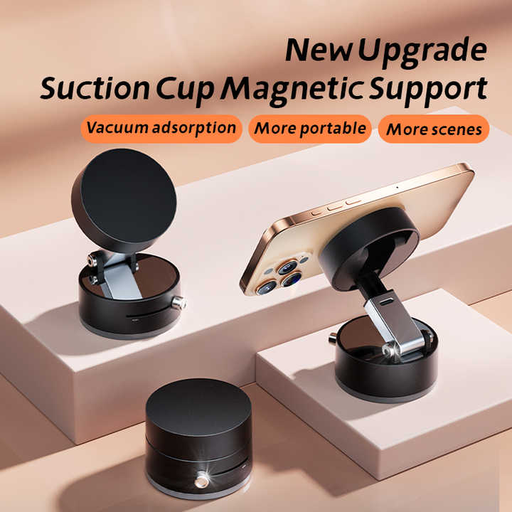 Magnetic Phone Mount | Pink | 360° Rotating Stand with PC Mirror Sticker for Car & Home