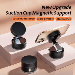 Magnetic Phone Mount | Pink | 360° Rotating Stand with PC Mirror Sticker for Car & Home