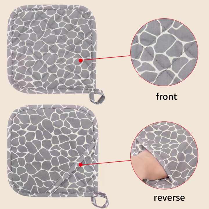 Grey 4-Piece Set High-Temperature Resistant Silicone and Cotton Oven Mitts & Pot Holders Set | Heat-Resistant, Non-Slip, Food-Grade Kitchen Gloves for Baking, Cooking, and Grilling