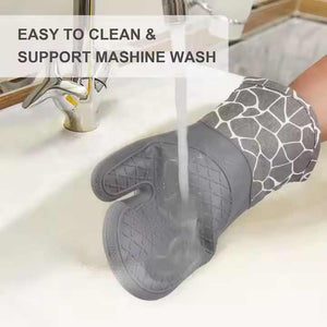 Grey 4-Piece Set Heat Resistant Silicone Kitchen Gloves | Oven Mitts & Pot Holders for Safe Cooking