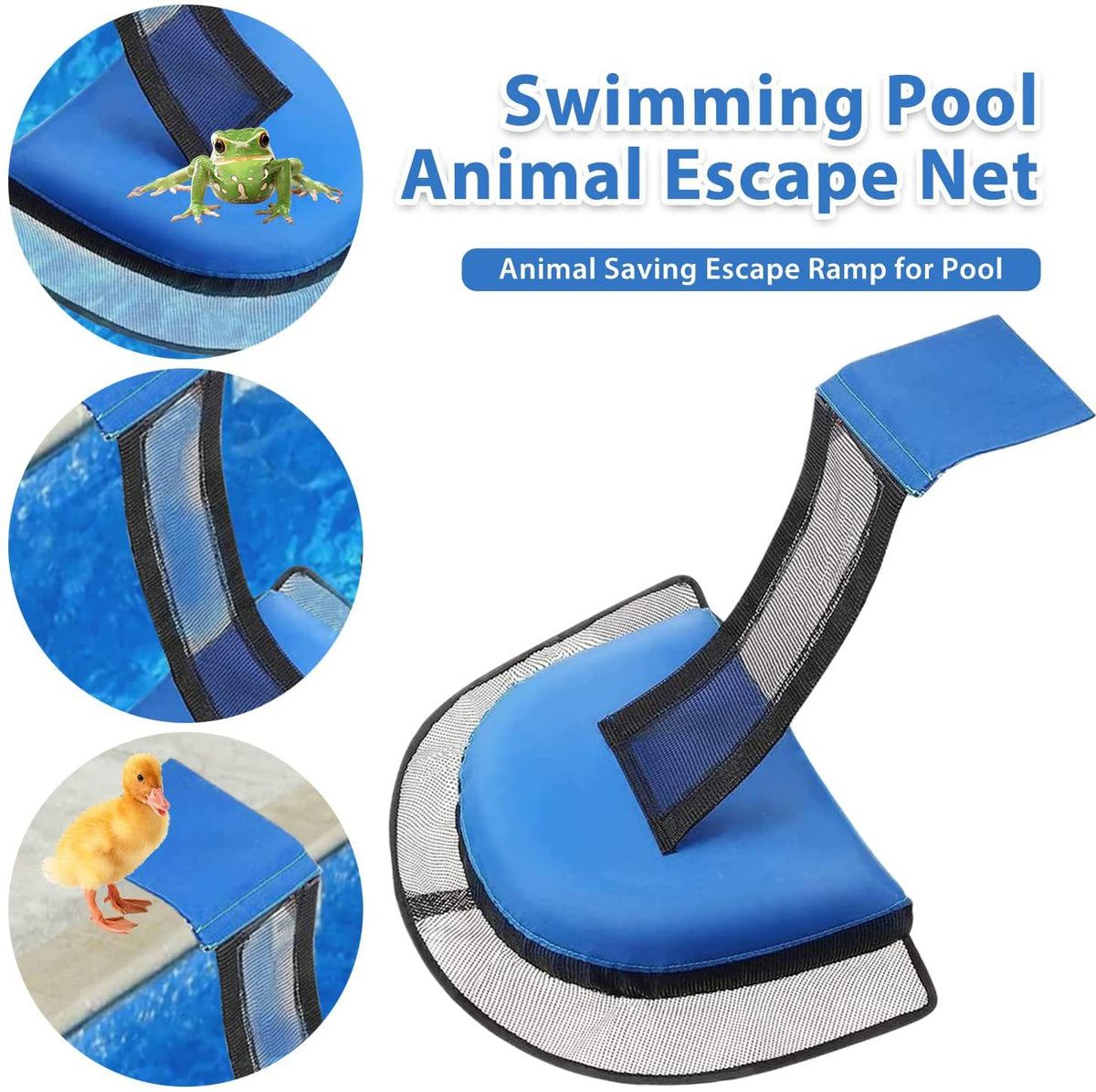2 Pcs | Blue Outdoor Animal Rescue Escape Net for Swimming Pools | Frog & Bird Escape Ladder | PVC Material