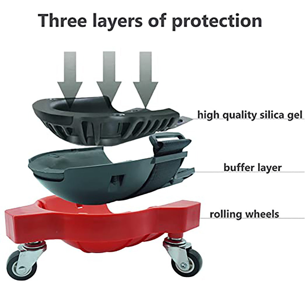 1 Pair Set Red Multi-Function Knee Pads with Swivel Wheels | Comfortable Knee Protection | Construction | Tiling | Woodworking