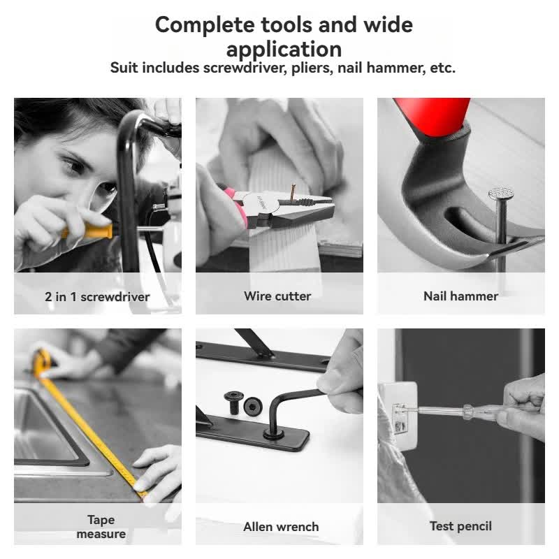 Household Tool Set | 24-Piece | Yellow | Complete Home Repair Kit with Tape Measure, Pliers & Hammer