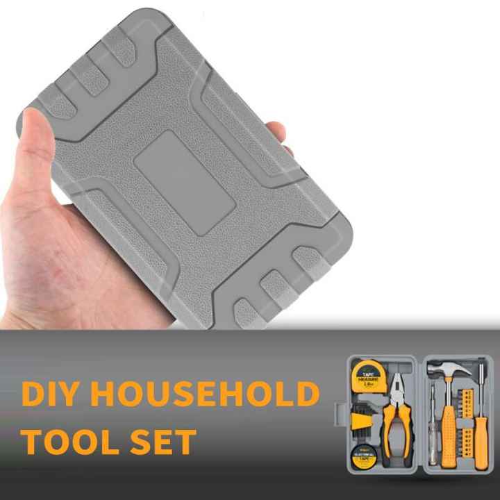 Household Tool Set | 24-Piece | Yellow | Complete Home Repair Kit with Tape Measure, Pliers & Hammer