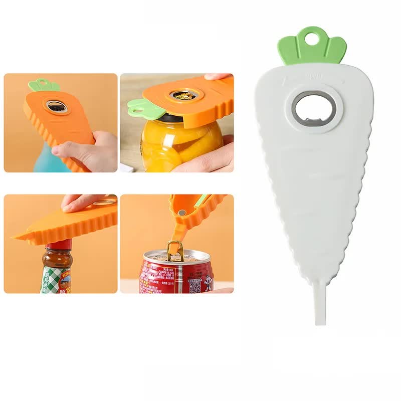 2 Pcs White Carrot-Shaped Multi-Function Bottle Opener | Versatile Kitchen Tool | Jars, Cans, Bottles