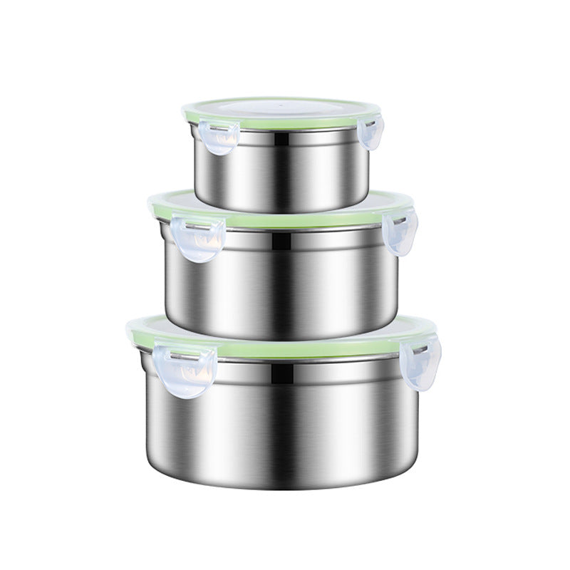 Green 3-Piece Stainless Steel Food Storage Set | 304 Grade | Leak-Proof Lids | Round Design for Meal Prep