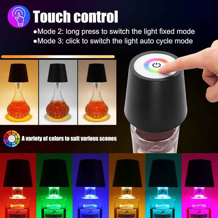 Gold RGB Color-Changing LED Bottle Lamp | Adjustable Smart Lighting for Home Decor